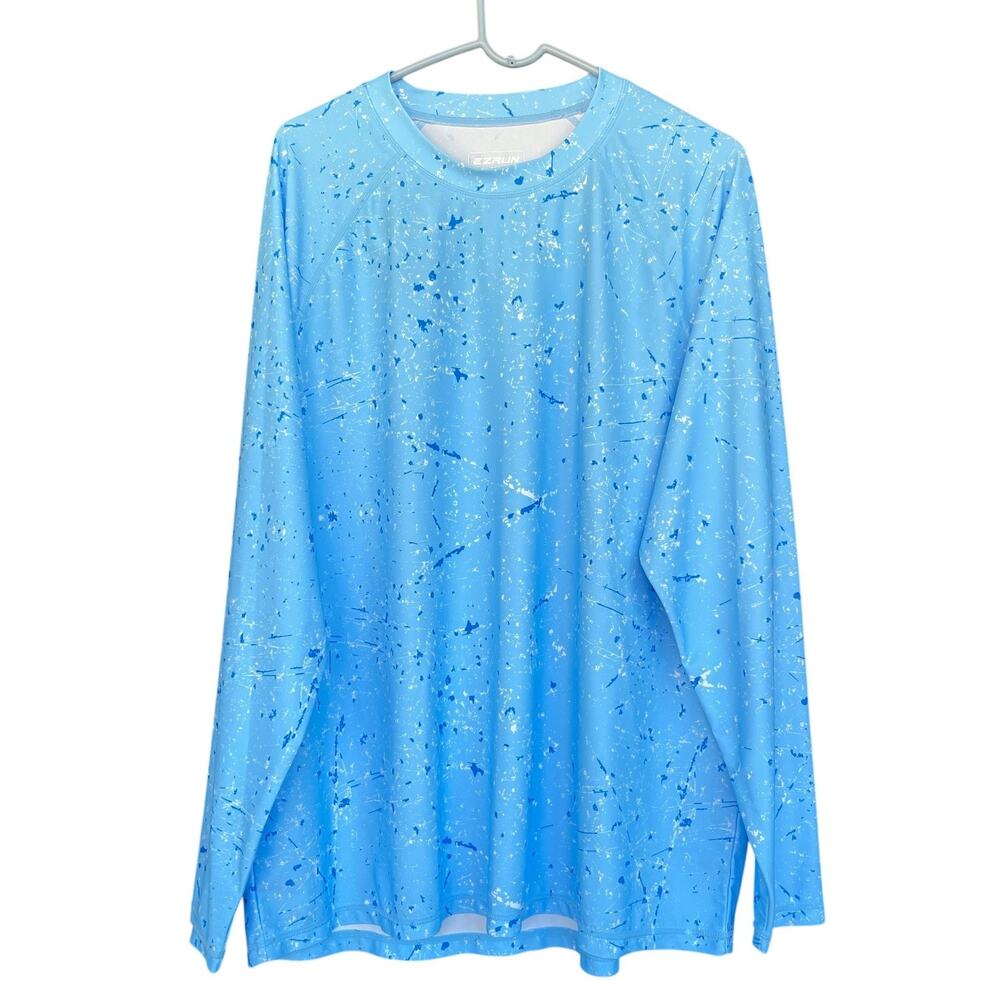 EZRUN Shirt Mens 2XL Blue Long Sleeve‎ UPF 50+ Performance Athletic Fishing